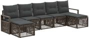 vidaXL Banc de jardin - Ensemble - 7 places assises - Gris - Polyrattan