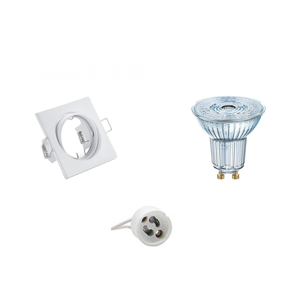 Osram - LED Spot Set - Parathom PAR16 930 36D - GU10 Fitting - Dimbaar - Inbouw Vierkant - Mat Wit - 3.7W - Warm Wit 3000K - Kantelbaar 80mm