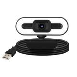 Avizar, 1080P HD-webcam met groothoeklens, streamingfunctie, LED-verlichting en microfoon, zwart