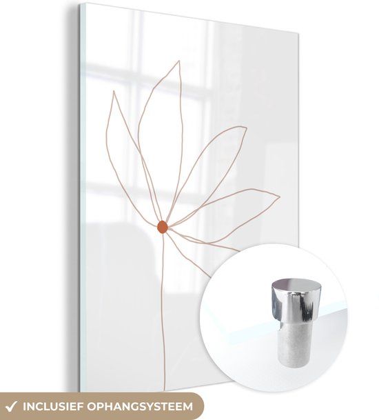 MuchoWow® Glass Painting 90x120 cm - Acrylic Glass Painting - Minimalism - Flowers - Line Art - Photo on Glass - Paintings