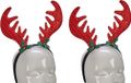 Krist+ Kerst diadeem/haarband rendier gewei rood met groen - 2x
