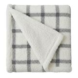 Eddie Bauer - Sprei deken, super zacht omkeerbaar ultra zacht pluche sherpa beddengoed, ideale kerst en witte olifant geschenken, gezellige geruite dekens voor bank (Bunkhouse Plaid Grey, 50 x 60)