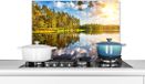 KitchenYeah Spatscherm keuken 60x40 cm - Kookplaat achterwand Bomen - Water - Zon - Muurbeschermer - Spatwand fornuis - Hoogwaardig aluminium