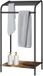 Relaxdays Handdoekrek met plank, staand, industrieel, staal, MDF, zwart, donkerbruin, 79,5x41,5x28,5cm