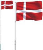 vidaXL Deense vlag met mast, 5,5 meter, aluminium