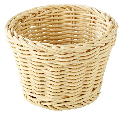 APS Mand rond "Profi Line", beige vlechtwerkmand, mand van polypropyleen, vlechtwerkcontainer, broodmandje, levensmiddelenmand, diameter Ø 13 cm, hoogte 10 cm