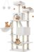 Feandrea Poteau griffoir Grote 168 cm Hoge L Poteau griffoir met 13 Krabpalen, 2 Platforms, 2 Grotten, Mand, Hangmat, Peluche Ballen, Meerlaagse Poteau griffoir, Crème Blanc