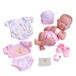 JC Toys Rubberen babypop met set roze kleding, veelkleurig (18543_A)