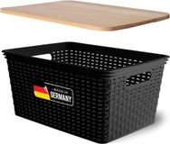 Novaliv Opbergdoos met Houten Deksel, Zwart, 14L