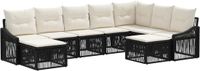 vidaXL Tuinbank - Set - 9 zitplekken - Zwart - Polyrattan