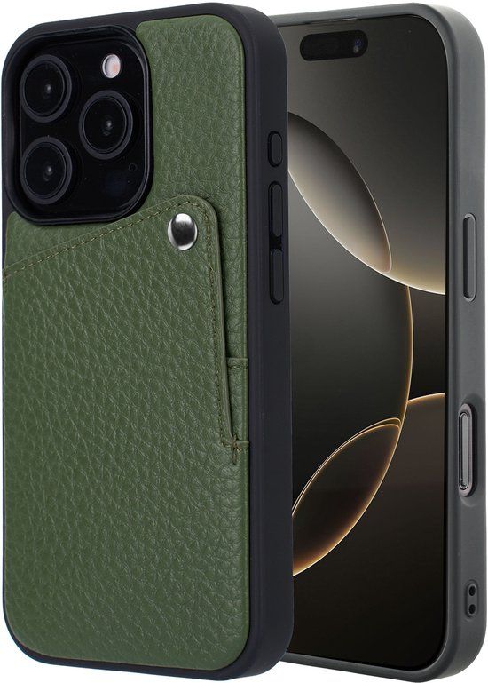 Selencia Hoesje - Geschikt voor Apple iPhone 16 Pro - Backcover met Pashouder - Sage Green