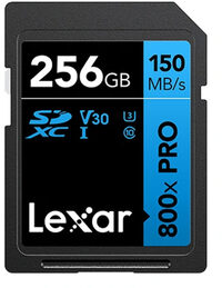 Boeken Lexar 256GB SDXC Pro Blue Series UHS-I U3 V30 800x 150MB/s geheugenkaart