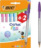 BIC Cristal Fun Balpen, Grote Punt (1,6 mm), Verschillende kleuren, Zak, 8 Stuk