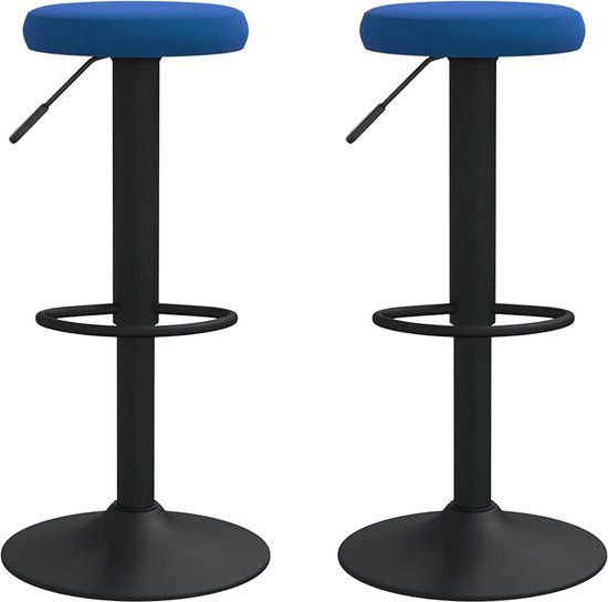 vidaXL Barkrukken - 2 stuks - Fluweel - Blauw