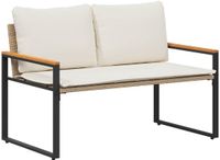 vidaXL Bank met kussen, beige en crèmewit, 115 x 65 x 72 cm, rotan