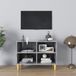 Maison Exclusive - Meuble TV avec pieds en bois massif, couleur béton, 69,5 x 30 x 50 cm