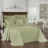 Historic Charleston King Charles Moderne Boerderij Bloemen Matelasse Sprei, 100% Katoen Ademend Beddengoed, King/Kalking, Salie
