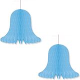 Merkloos / Sans marque Fest-Dekor Gmbh 2x Lichtblauwe decoratie klokken/kerstklokken lampionnen 20 cm
