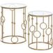 Doré Table basse ronde en métal et verre trempé (2 pièces) Φ41x57cm & Φ36x51cm