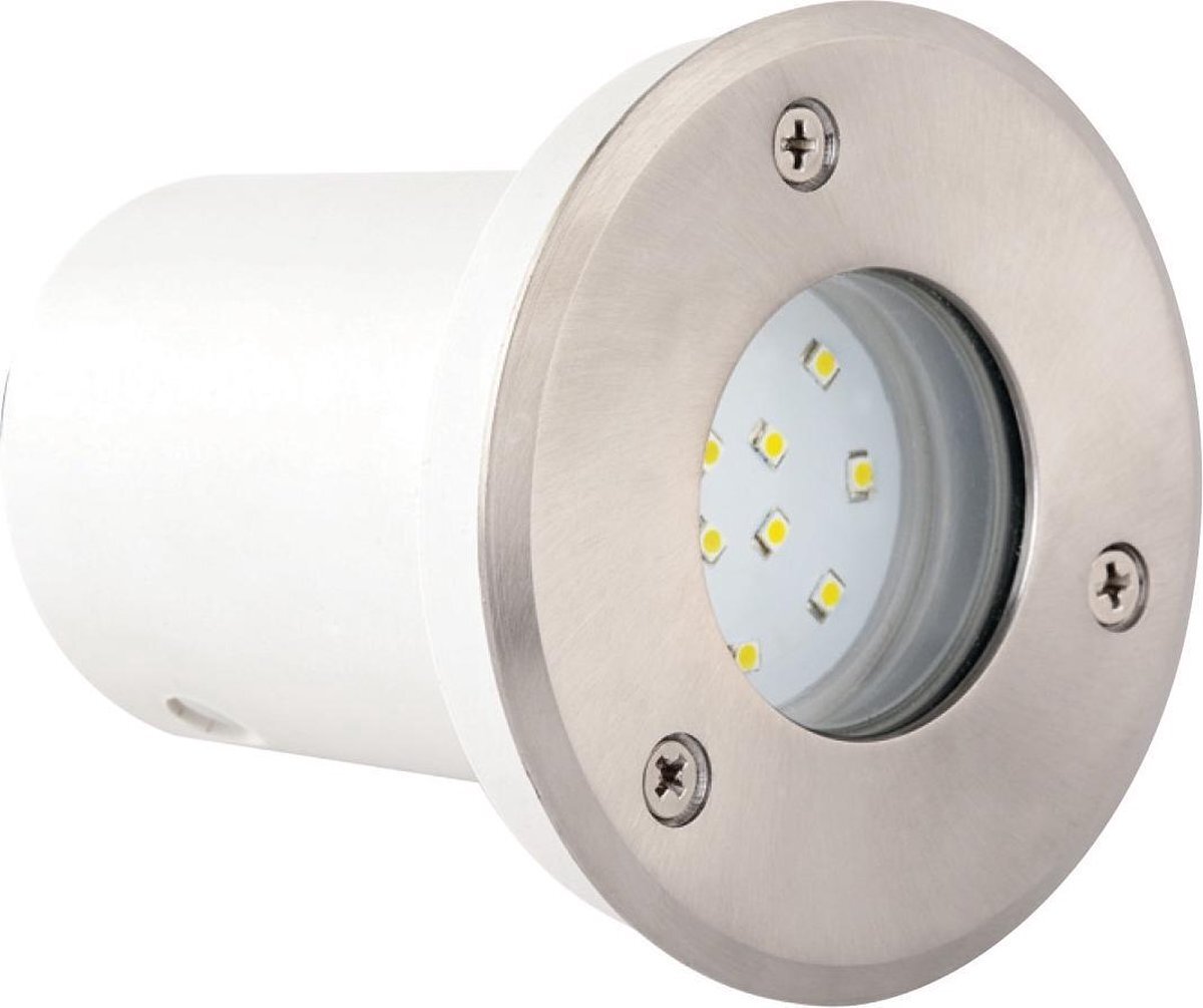Qualu LED Grondspot - Inbouw Rond 1.2W - Waterdicht IP67 - Wit - RVS - Ø95mm