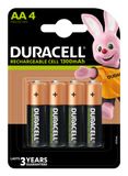 Duracell Rechargeable AA Batteries - 1300 mAh NiMH - 4 Pack