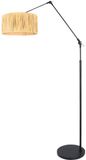 Steinhauer Zwarte vloerlamp booglamp Prestige Chic 3793ZW met naturel seagrass kap