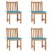 VidaXL Tuinstoelen 6 st met kussens massief teakhout Blauw