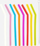 DOTZ Set van 8 gebogen siliconen rietjes in verschillende kleuren 16.5cm
