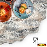 ANRO Tafelkleed Bladeren Grijs Ovaal 160x140cm