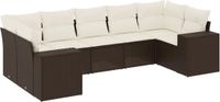 vidaXL 7-delige Loungeset met kussens polyrattan bruin