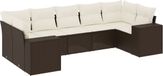 vidaXL 7-delige Loungeset met kussens polyrattan bruin