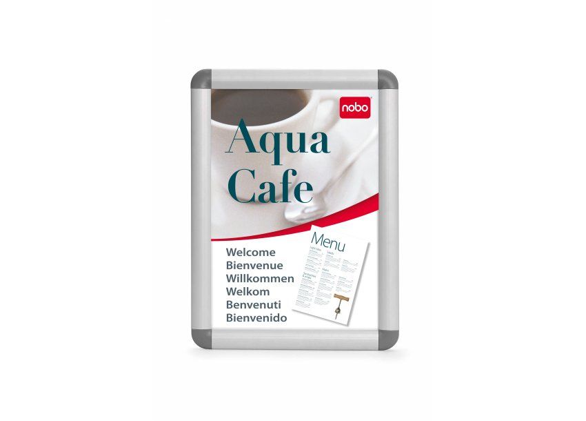 Nobo A4 Click Frame - Silver Aluminum - Indoor/Outdoor