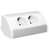 ORNO GM-9005/W-G(GS) Hoekcontactdoos 2-Vaks met Kinderbeveiliging || 45° Opbouwmontage || 3680W
