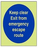 VSafety Glow In The Dark Exit Sign - 100mm x 100mm - Self-Adhesive Vinyl