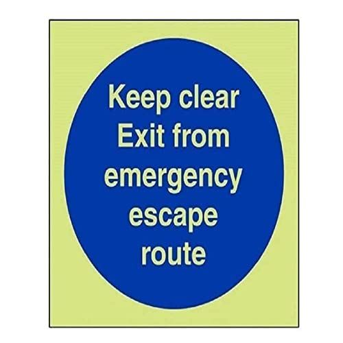 VSafety Glow In The Dark Exit Sign - 100mm x 100mm - Self-Adhesive Vinyl
