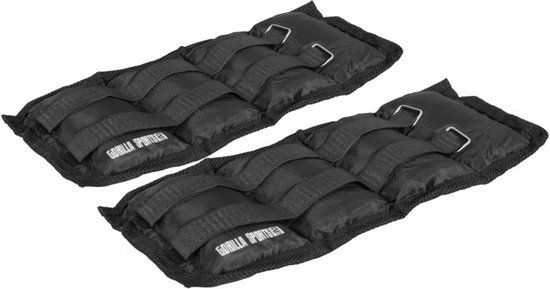 Gorilla Sports Enkelgewichten - 4 kg (2 x 2 kg) - Set van 2 - Zwart