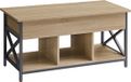 LEOBERT Salontafel - SONOMA - Industriële Stijl, Stalen Frame, Uitklapbaar Blad en Opbergruimte, Kleur: Eiken Sonoma en Zwart, 49(62) x 100 x 50 cm