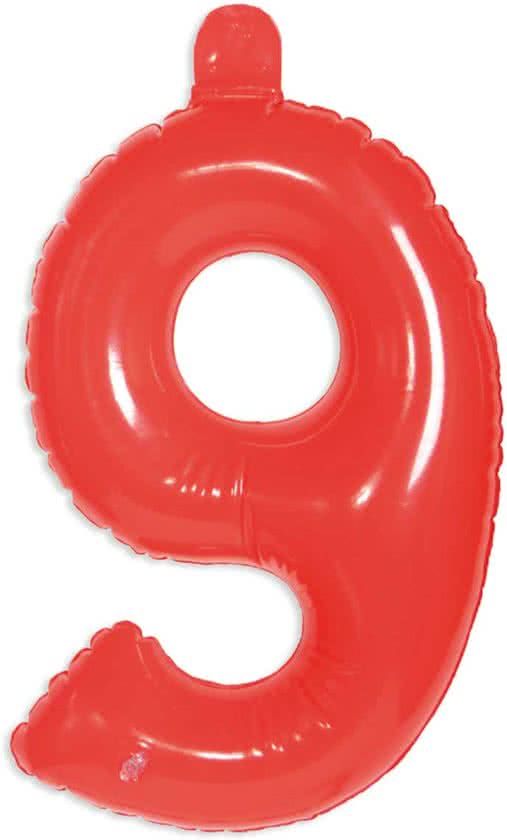 Folat Opblaascijfer 9 rood