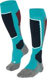 FALKE Dames Skisokken SK2 Intermediate W Kh wol functioneel materiaal warm dik 1 paar, Turkoois Peacock Blue 6536, 35-36