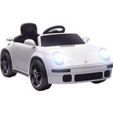 Voiture électrique enfant 12V avec télécommande 2,4g, phares LED, musique, klaxon, dimensions 103x55x44 cm, blanc.