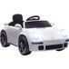 Voiture électrique enfant 12V avec télécommande 2,4g, phares LED, musique, klaxon, dimensions 103x55x44 cm, blanc.