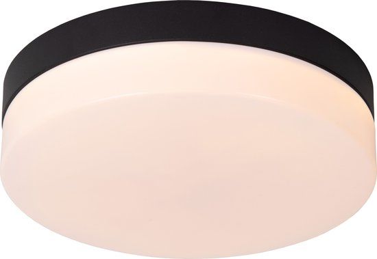 Lucide BISKIT - Plafonnière Badkamer - Ø 23 cm - LED - 1x12W 2700K - IP44 - Bewegingssensor - Zwart