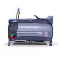 Asalvo Compleet reisbed met dubbele hoogte en aankleedkussen, 0-15 kg, 120 x 60 cm, compact inklapbaar, wielen met rem en draagtas (paraplu grijs)