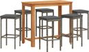 vidaXL - 7-delige - Ensemble de bar de jardin - acacia massif - et - poly rotin - gris