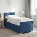 vidaXL Boxspringbed met matras en hoofdeinde, blauw, 100 x 200 cm, stof