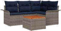 vidaXL Tuinbankenset 5-delig Grijs Polyrattan