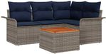 vidaXL Tuinbankenset 5-delig Grijs Polyrattan