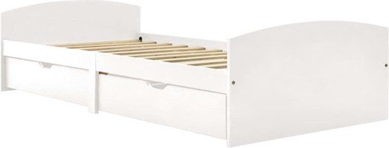 vidaXL Bedframe met 2 lades massief grenenhout wit 90x200 cm
