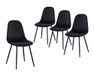 BAÏTA - Set van 4 stoelen Lena velours zwart metalen poten zwart