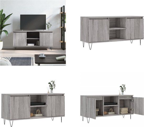 vidaXL Tv-meubel 104x35x50 cm bewerkt hout grijs sonoma eikenkleurig